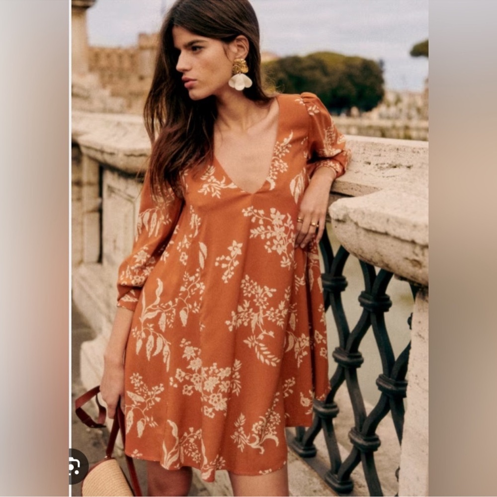 Sézane Shauna Dress in Bicolor Ecru Ochre LIKE NEW